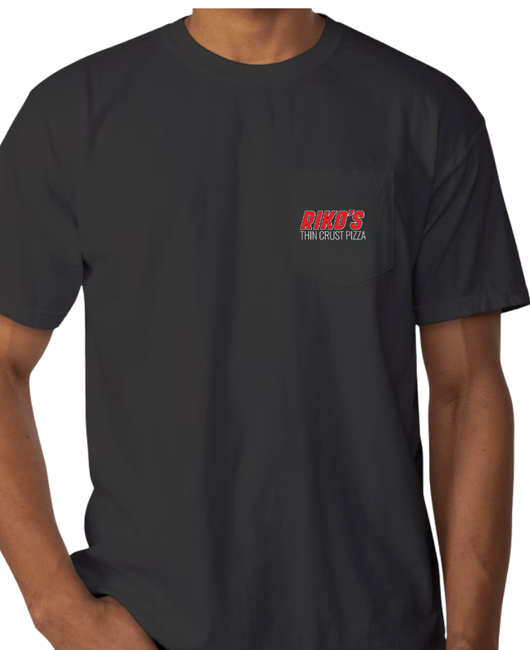"In Thin Crust We Trust" Pocket T-Shirt *RIKOSDOUGH PROMOTION